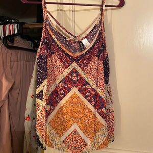 H&M Quilt Pattern Spaghetti Strap Tank Sz 8